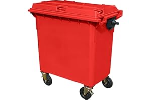 BritishBins Red 770 ltr Wheelie Bin - Mid Size 4-Wheel Wheelie Bin - Tough & Durable - For All Your Outdoor Rubbish & Recycling - EN840 Certified & Tested