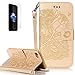 Produktbild Apple iphone 7 Plus(2016) New Design New Design Hülle mit Panzerglas,ISENPENK Original Flip Bookstyle Cover Wasserdicht Shockproof Anti Slip Protection Stoßfest Leather Case mit Standfunktion,3D Rose Flower Muster Pattern Wallet Case mit Intern Karte Schlitz,Anti-Sturz Stoßdämpfend Magnetic Closure Handygürtel Wallet Tasche Schutzhülle Leathertasche für Apple iphone 7 Plus(2016) 5.5Zoll-[Rose pattern,gold]+Panzerglas/Schutzfoile/Displayschutzfolie