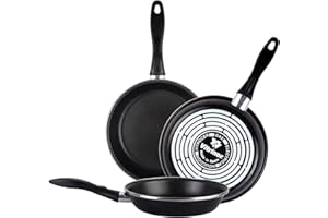 Magefesa Black - Juego de 3 sartenes (20/24/28) cm de acero vitrificado exterior color negro. Antiadherente bicapa reforzado, aptas para todo tipo de cocinas, especial inducción.