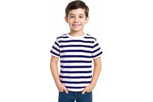 Style Lockers® Children’s Kids Unisex Striped T-Shirt - Boys Girls Crew Neck Short Sleeve Stripes School Book Week Casual Summer Cotton Tee Top Age 5-13 Years