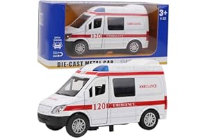 ZERODIS Simulazione Automobile dell'ambulanza Giocattolo, Tirare Indietro Il Camion in Lega con Luce e Suono Veicolo di Ingegneria Compleanno Natale Regalo per 3 4 5 6 7 Anni Bambini Ragazzo Ragazza (Rosso)