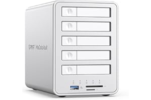 ORICO All-Flash 5-Bay Raid Caja de Disco Duro Compatible 2.5 SATA HDD/SSDs con 10Gbps USB 3.2 Gen 2,Soporta Extensi贸n Daisy Chain y 7- Modos RAID-8858RC3
