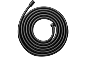 OFFO Tuyau de douche universel en PVC lisse de 2,5 m avec rondelle de tuyau de douche haute pression pour remplacement de robinets de bain, noir mat