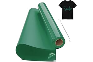 BUERPINKING Vinilo Textil Termoadhesivo Verde, 30.5 cm x 1000 cm Rollo Vinilo Textil Termoadhesivo con Gancho, Vinilo Termoadhesivo Textil para Cri-cut & Cameo, Fácil de Cortar & Desherbar (Verde)