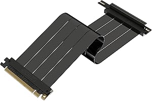 LINKUP - AVA5 PCIE 5.0 Riser Cable | Future Proof for Gen 5 GPU Vertical Mount | x16 128GB/s Speed | Compatible with PCIe 4.0 & WRX80SE | Right Angle, Black 30cm