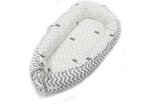 Babify Cuna Nido de Bebé Reversible, Algodón 100% Antialergenico, Blanco y Gris