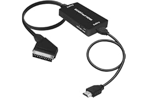 uhddadi Scart auf HDMI Konverter, Scart auf HDMI Adapter Video Audio Wandler HD 1080P mit HDMI Kabel, für HDTV STB VHS Xbox PS3 Sky DVD Blu-ray usw, schwarz