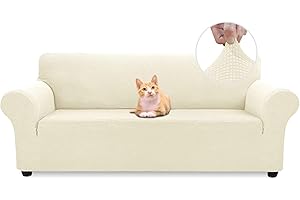 Jaotto Housse de Canapé Extensible 4 Place Couverture Canapé avec Accoudoirs Moderne Couvre Canapé Elastique Universelle Revêtement de Canapé Housse de Protection,Jacquard Beige