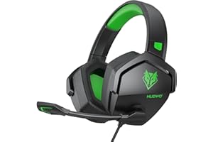 NUBWO N16 Auriculares con Cable - Micrófono con Cancelación de Ruido, Sonido Estéreo y Diseño Cómodo para PS5, PS4, XboxOne, NS, PC, Computadora Portátil y Mac - Verde