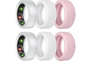 sylacor Ring Cover for RingConn Gen 2/Gen 2 Air, Elastic Anti-Scratch Silicone Ring Conn Protector Accessories for Gym and Working Out Men Women (2Pink+2Clear+2White, S (6/7/8/9/10))
