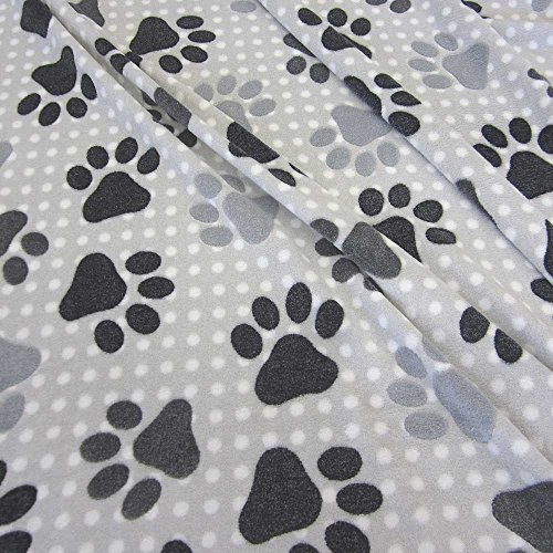 Stoff Meterware Wellness Fleece Tatze grau Pfote Softplüsch weich 2015