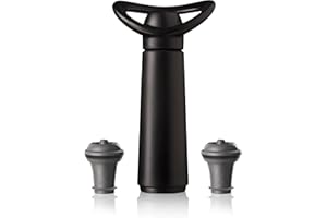 Vacu Vin Concerto per vino con 2 tappi per sottovuoto, pompa di conservazione del vino di alta qualità, chiusura ermetica, mantiene il vino fresco più a lungo, indicatore di clic, pompa manuale, set