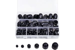DEDC 145 Pezzi Esagonale Dado Cappuccio, Copri Bulloni Cupola con Scatola di Immagazzinaggio, Nera 6 Taglie M4 M5 M6 M8 M10 M12