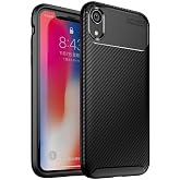 Elfia Apple iPhone XR ile Uyumlu Kılıf Silikon Karbon İnce Esnek Lens Korumalı Tarz Mat Parmak İzi Bırakmayan Kapak Negro Siy