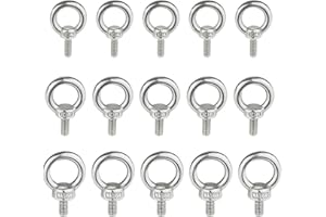 VONLUX 15 Pezzi Bulloni ad Occhiello M4 M5 M6, Vite ad Anello, Golfari Bullone a Occhiello, Bullone per Sollevamento Filettato Maschio in Acciaio Inossidabile 304, per Attrezzature di Sollevamento
