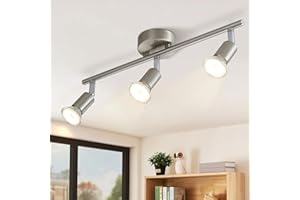 Glitzerlife Spot Light Nickel 3 Way - Ceiling Light GU10 Rotatable Ceiling Spots Adjustable 350° Swiveling Design Spot Light Metal for Living Room Bedroom Kitchen Without Bulbs