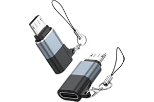 ZGCE Adaptador Micro USB Macho a USB C Hembra (2 Piezas) con Cordón para Galaxy S7/S7 Edge/S6/J7/J3, Huawei P Smart/P8 Lite/P9 Lite/P10 Lite y Otro Dispositivo Micro-USB