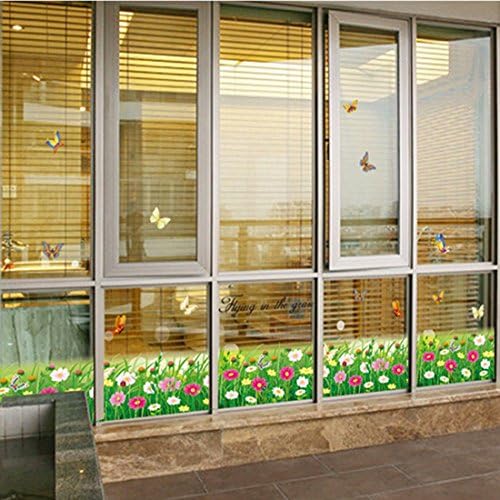 English Letters Butterflies Flowers Birds Baseboard Skirting Line Window Wall Sticker Paper Home Decal Removable Wall Vinyl Living Room Bedroom PVC Art Picture Murals Waterproof DIY Stick for Adults Teems Childres Kids Nursery Baby