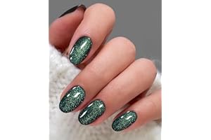 JMEOWIO Unghie Gel Adesive Occhio di Gatto Verde Scuro, Natale Smalto Nail Stickers, Decorazioni Unghie Nail Art Disegni