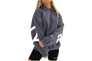 KEXIMIXUE Blackprint Hoodie for Damen Oversize Pullover Mit Kapuze Sport Gym Athletic Sweatshirt Baggy Soft Kapuzenpullover Tee Tops Shirts Sportbekleidung
