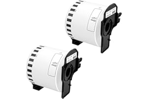 TITBIT 2 Rolls DK-22205 Labels 62mm(W) x 30.48m(L) Standard Address White Sticker Labels Compatible with Brother QL-700 QL-500 QL-570 QL-710W QL-800 QL-810W Label Printers【2 Reusable Label Holders】