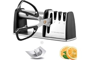 BOCHION Knife Sharpener with 4 in 1 and Finger Protection Knife sharpeners Best Grinding Grooves are Made of Diamond Tungsten Steel and Ceramic Knives Sharpener Safe and Non-Slip.