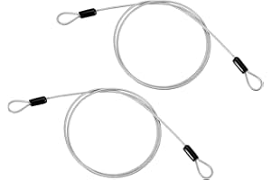 PATIKIL 1/8" Dia Vinyl Coated Stainless Steel Cable with Loops, 2 Pcs 3.3ft (40") Flexible Wire Rope Security Chain Lanyard Lock for Outdoor Stage Lighting Luggage Lock, Transparent