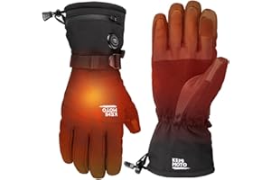 KEMIMOTO Guantes Calefactables Moto, Retención de Calor Desde -10℃ a -5℃, 3 Modos de Calefacción 2500 mAH, Resistente al Desgaste Deportes de Inviernos al Aire Libre Hielo & Nieve
