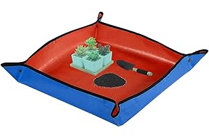 Mizijia Tappetino da Trapianto Pieghevole,Tappetino PE per Piante Impermeabile Tappetino per Piantare succulente per Rinvaso,Piantina Tappetino da Giardinaggio (68x68cm, Blu Arancio)