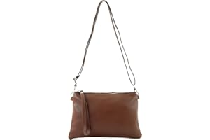 modamoda de T186 Damen Leder Clutch Umhängetasche, handmade in Italy