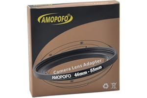 AMOPOFO 46mm to 55mm Metal Step Up Ring Adapter for Canon,Nikon,Sony,Fuji, Camera Lenses & UV,ND,CPL Camera Filters, Made from CNC Machined Space Aluminum with Matte Black Electroplated Finish,