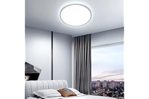 OTREN Plafon Luz LED Techo, Lampara Downlight Panel Superficie 6500K, Plafones Redondo Modernas 18W 2400LM IP44 para Salón Oficina Cocina Dormitorio Baño Pasillo Balcón, Blanca Fría, Ø20*2.3CM