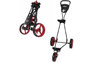 Caddymatic Golf Continental 3 Wheel Folding Golf Push/Pull Cart Black/Red
