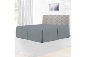 Rohi Base Valance Sheet Bed Skirt King Size Bed Skirt - Pleated Styling - 16" DEEP BASE VALANCE, 100% Combed Polycotton Long Staple Fibre – (Fit Over Base, King Bed, Grey)