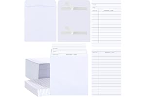 Nezyo 200 Stücke Bibliothek Karten und Bibliothek Ausweise Taschen Kits Enthält Bibliothek Ausleihkarten mit Umschlag Selbstklebende Papier Bibliothek Taschen Checkout-Karte für Schule Büro