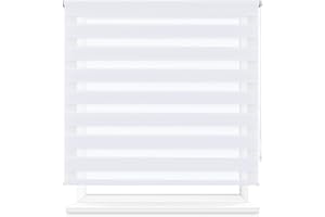 HOMEYA Estor Enrollable de Doble Capa Noche y Día 160x180cm (Ancho x Largo), Persiana Enrollbale para Ventana, tamaño de la Tela 157x175cm (Blanco)