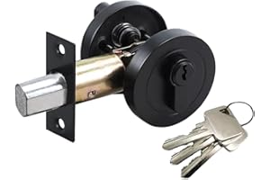 HUNTA HANDLEZONE® Single Cylinder Deadbolt, Round Deadbolt Lock, Zinc Alloy Lock with Keys – Black Matt. Modern Security Lock for 35–50mm Doors (Front, Entrance, Passage, Bedroom)
