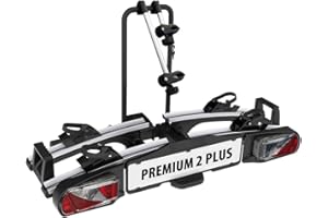 ‎EUFAB EUFAB 11523 Fahrradträger PREMIUM 2 Plus, E-Bike geeignet, für große Heckklappen, komplett vormontiert, Diebstahlschutz, 2 Fahrräder, Anhängekupplung, Schwarz/Grau, (BxHxT) ca. 115x67x61 cm
