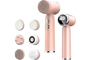 TECKZOON 6 en 1 Cepillo Facial Eléctrico, Limpiador Facial Eléctrico de Poros de Limpieza Profunda con 3 Modos y 6 Cepillos, Cepillo Limpiador Facial Recargable e Impermeable para Todo Tipo de Piel