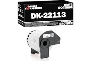 Pulpo Cartucho - Cinta Continua Transparente DK-22113 Tamaño 62 mm x 15,24 m. Color: Transparente compatible con Brother DK22113 - Valido para Impresoras Brother