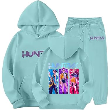Survêtement Fille Démon Huntrix - Ensemble 2 Pièces Hoodie Et Pantalon, Style Streetwear Anime Y2K