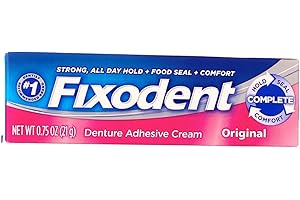Fixodent Denture Adhesive Cream, Original, Strong and Long Hold - 0.75 Oz (Pack of 5) by Fixodent
