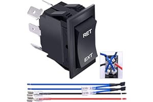 Taiss interrupteur inverseur de polarité 12v 3 positions momentané DC Motor Control DPDT 6 broches (ON)-Off-(ON) 20A RV Commutateur pour 5th Wheel Tongue Trailer KCD2-7-223-6P-X