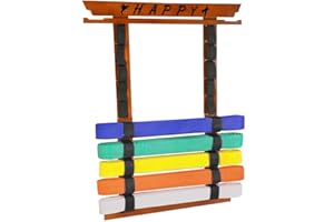M.J COMFY-LIFE 10 Belts Karate Belt Display Rack with Stickers Medal Hanger Martial Arts Belt Holder Wall Taekwondo Judo Belt Organizer for Dojo Home Decor