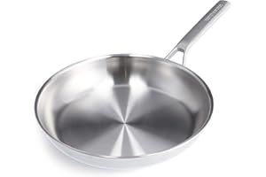 Merten & Storck Tri-Ply Stainless Steel, Poêle à Frire de 30 cm en Inox Trois Couches, Compatible avec l'Induction, Multicouche, Va au Four, Argent