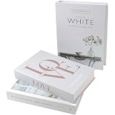 XHYASD Set of 3 Foldable Decorative Books, Fake Books for Modern Interior | White cardboard, 17 x 26.7 x 4.2 cm, foldable, hi