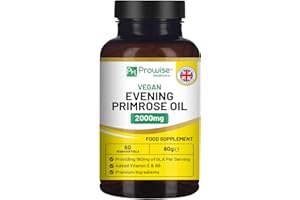 ‎PH PROWISE HEALTHCARE Veganes Nachtkerzenöl 2000mg mit Vitamin E & B6 – 60 vegane Softgels | Rein kaltgepresst I 180mg GLA pro Kapsel I Frauengesundheit I Premium Qualität I von Prowise Healthcare