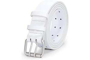 JasGood Męski podwójny pasek skórzany Casual Work Heavy Duty, podwójne oczka, pasek do dżinsów