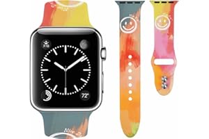 Vozehui Pasek kompatybilny z zegarkiem Apple Watch 38 mm, 40 mm, 41 mm, miękki silikon z uśmiechem, panterka, motyl, nadruk, pasek do zegarka iWatch serii SE, 8, 7, 6, 5, 4, 3, 2, 1, dla kobiet i
