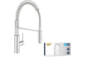 GROHE Robinet évier de cuisine Get, Mitigeur monocommande 2 jets, Robinet avec douchette extractible professionnelle, Installation rapide, Chromé, 30361000 (Import Allemagne)